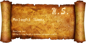 Meleghi Samu névjegykártya